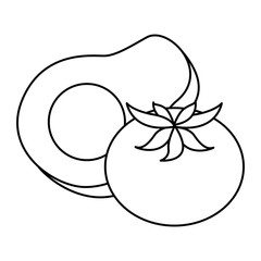 fresh avocado with tomato vector illustration design