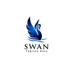 Abstract flying swan logo on water