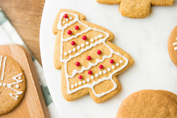 Homemade Christmas tree shape gingerbread cookie