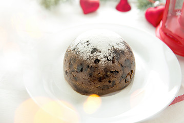Traditional Christmas or plum pudding