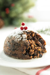 Traditional Christmas or plum pudding