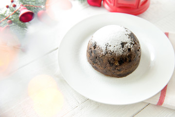 Traditional Christmas or plum pudding