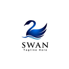 Abstract swan logo on water