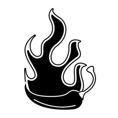 spicy chile vegetable with flames vector illustration design