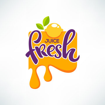  bright  sticker, emblem and logo for citrus fruit  fresh juice