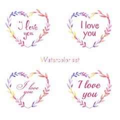 Hand drawn set with phras I love you. - 185201257