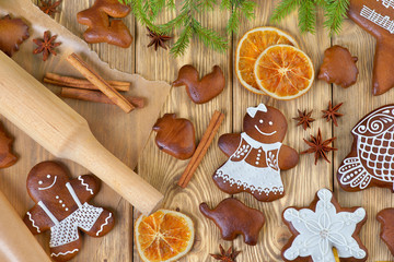 gingerbread on wooden background