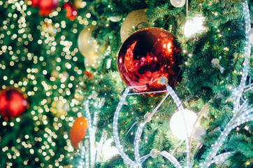 christmas tree lighting and bokeh