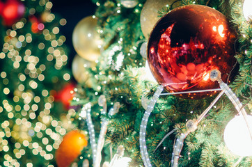 christmas tree lighting and bokeh