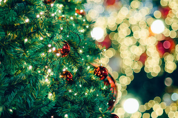 christmas tree lighting and bokeh