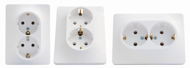 European white electrical outlets isolated on white