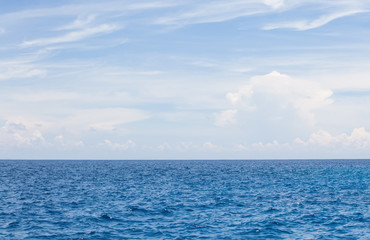 Nature background of Blue sea water and sky with cloud