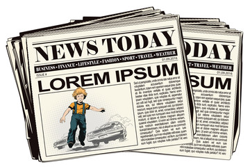 Child is in danger. Kid on road. Stock illustration.