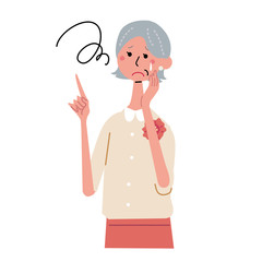 困る　シニア女性　仕草　イラスト
