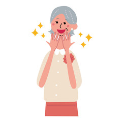 喜ぶ　シニア女性　イラスト
