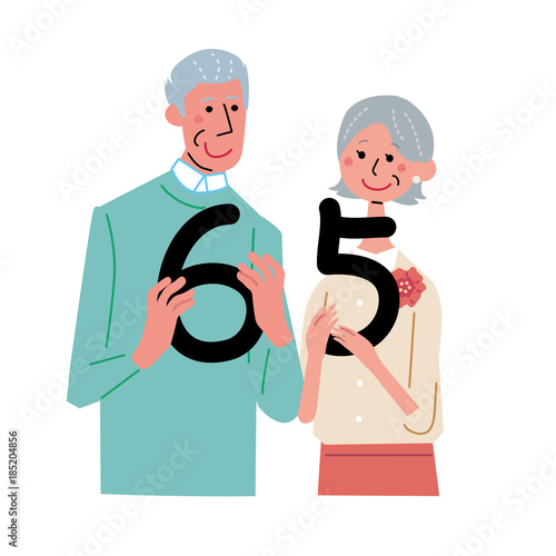 "65歳 シニア 夫婦 イラスト "Fotolia.com の ストック画像とロイヤリティフリーのベクターファイル - Pic 185204856