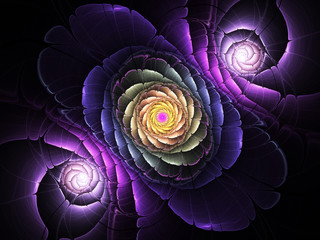 Dark purple fractal flower, digital artwork for creative graphic design - 185205008