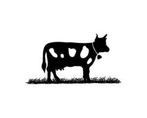 Black Cow Illustration Animal Logo Silhouette