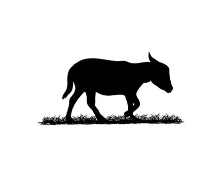 Black Donkey Illustration Animal Logo Silhouette