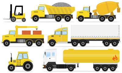 Different commercial truck. Freight transport.