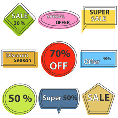 Special offer sale. Promo banner geometric vector bubbles.