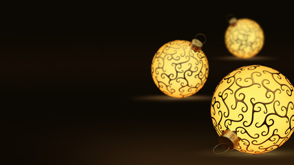  New Year 2018 three toy lamp on a dark background. 3d rendering illustrations.