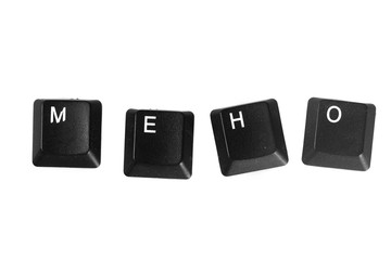 Black computer keyboard buttons isolated on white background