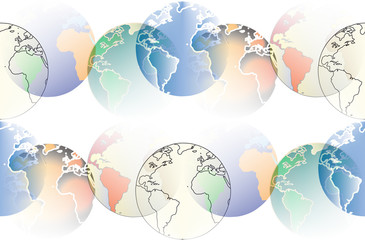 Planet earth globes seamless pattern