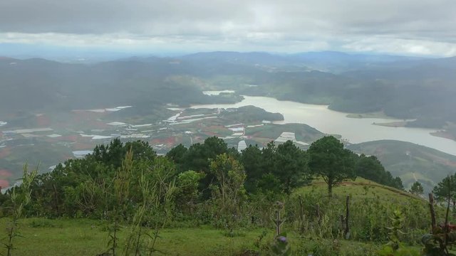 Uhd Timelaps : Landscape mount Langbiang, place of excursions, central highlands near Dalat, Vietnam
