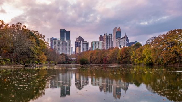 Atlanta, Georgia, USA Piedmont Park skyline in autumn.