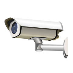 CCTV camera for outdoor surveillance system. Realistic vector illustration isolated on white background.