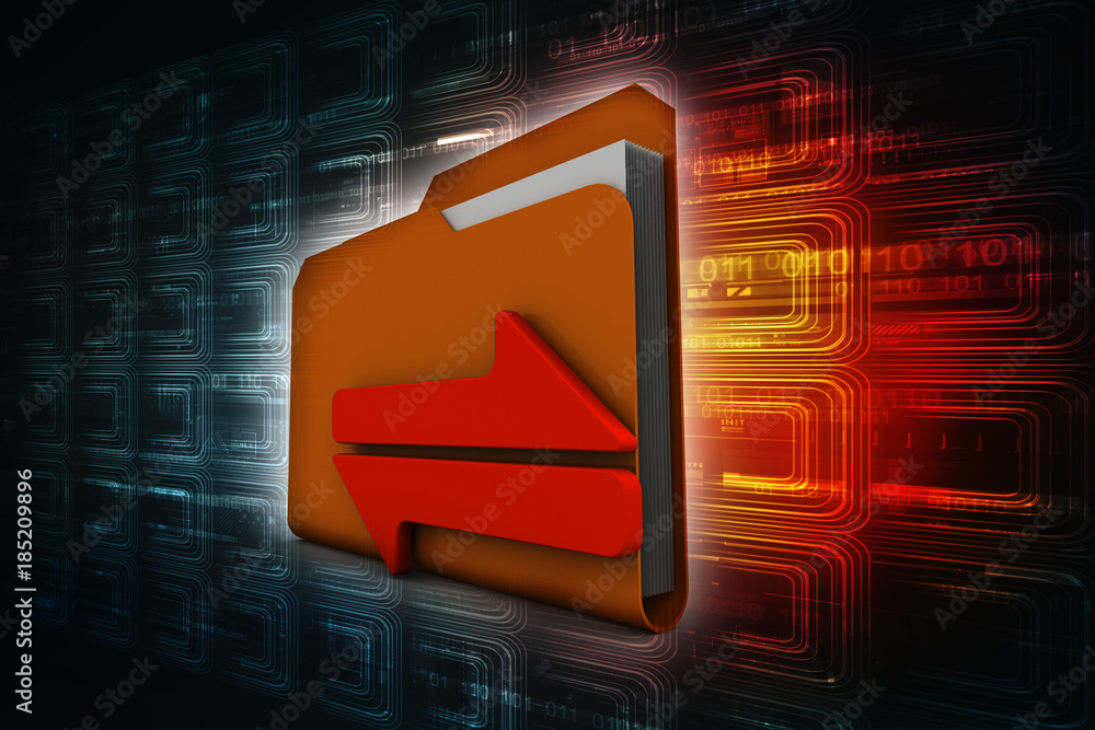 Poster 3d rendering folder with documents