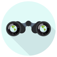 Fernglas Erde Flat Design Icon