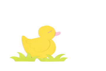 Duck paper cut on white background - isolated