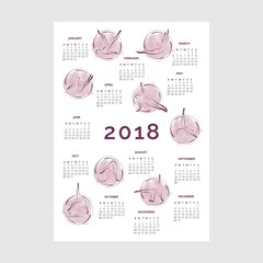 Calendar 2018 with pilates poses