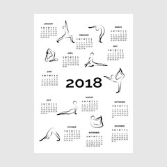 Calendar 2018 with yoga poses