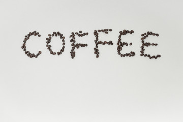 Coffee beans on a white background