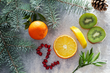 Healthy holidays food and diet. New year's decisions about a healthy lifestyle.