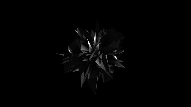 Abstract black fractal geometric element. Seamless loop