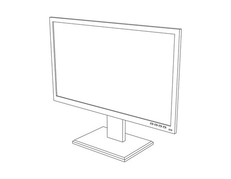 recommend clip art: Computer monitor. Isolated on white background. Vector outline illustration.
