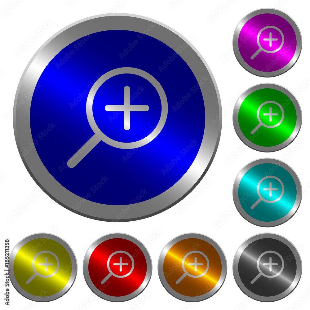 Poster zoom in luminous coin-like round color buttons