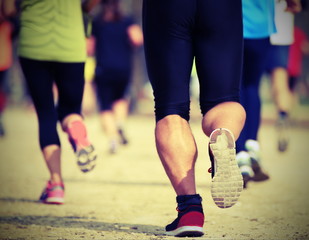 runners during the country racing race with vintage effect