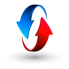Blue and red 3d arrows, vector