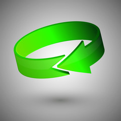 Circle green 3d arrow, vector