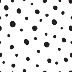 Black dots abstract seamless pattern. Hand painted seamless spots backdrop. Vector background