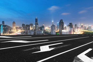 City square and modern architectural scenery at night in Shanghai,China