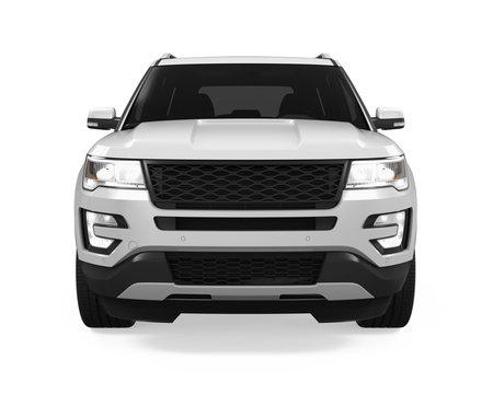 Fototapeta Silver SUV Car Isolated