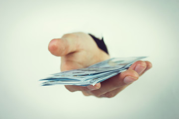 closeup money in male hands