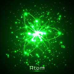 Vector shining neon lights atom model