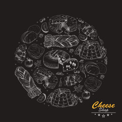 Vector circle from different types of cheese